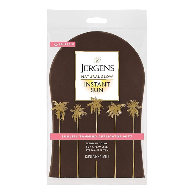 Jergens Natural Glow Body Applicator Mitt, Flawless, Streak-free Tanning Blender Glove, Reusable Tanning Mitt Protects Hands, Deep
