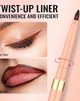 Oulac Brown Lip Liner Pencil, 2in1 Retractable Makup Crayon for Lipliner and Eyeliner, Highly Pigmented, Smooth, Long Lasting and Waterproof Formula, Vegan Beauty, 03 Teddy
