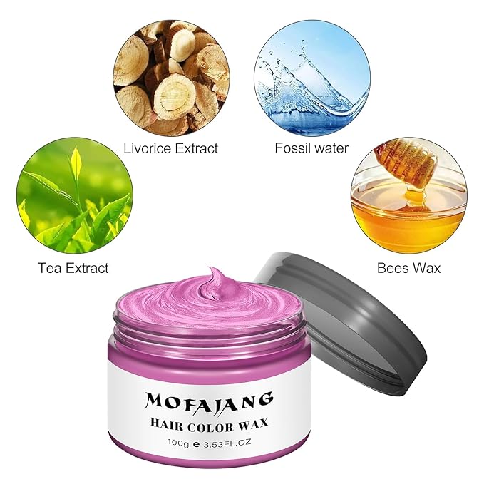 Temporary Hair Color Wax 4.23 oz-Instant Hairstyle Cream Hair Pomades Hairstyle Wax for Party Cosplay Easy Cleaning (1, Pink)
