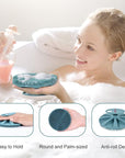 INNERNEED Food-Grade Soft Silicone Body Scrubber Shower Brush Handheld Cleansing Skin Brush, Gentle Exfoliating and Lather Well (Dark Green+Pink)