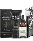 SHVYOG Blackhead Peel Off Face Mask, 3-in-1 Blackhead Remover Mask with Brush & Tea Tree Oil Serum, Charcoal Mask for Deep Cleansing Dirts, Pores, Skin Oil (100g+30ml)