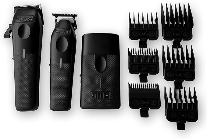 TPOB Play Barber Hair Clippers for Men 7500 RPM with Rubber Grips (Blackout 3 Set)