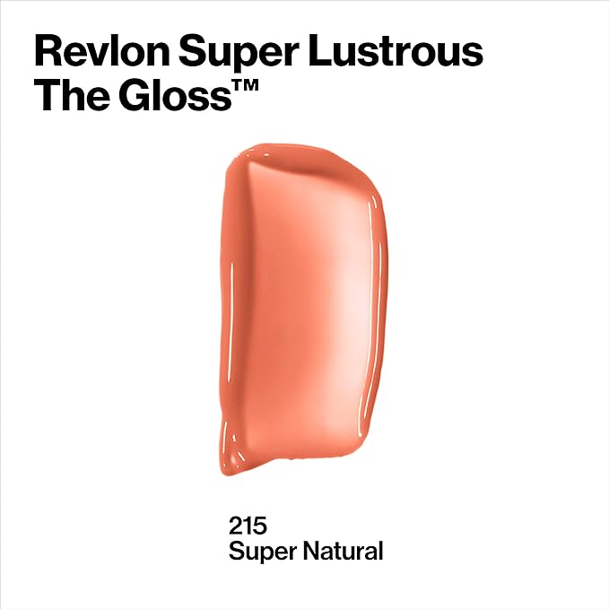 Revlon Super Lustrous Lip Gloss, Non-Sticky, Hydrating, High Shine Finish, 215 Super Natural, 0.13 oz