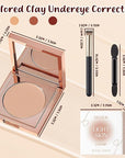 Colored Clay Undereye Corrector, under Eye Concealer, under Eye Color Corrector, Undereye Color Corrector for Dark Circles, Under Eye Corrector for Dark Circles with Brush (Light)
