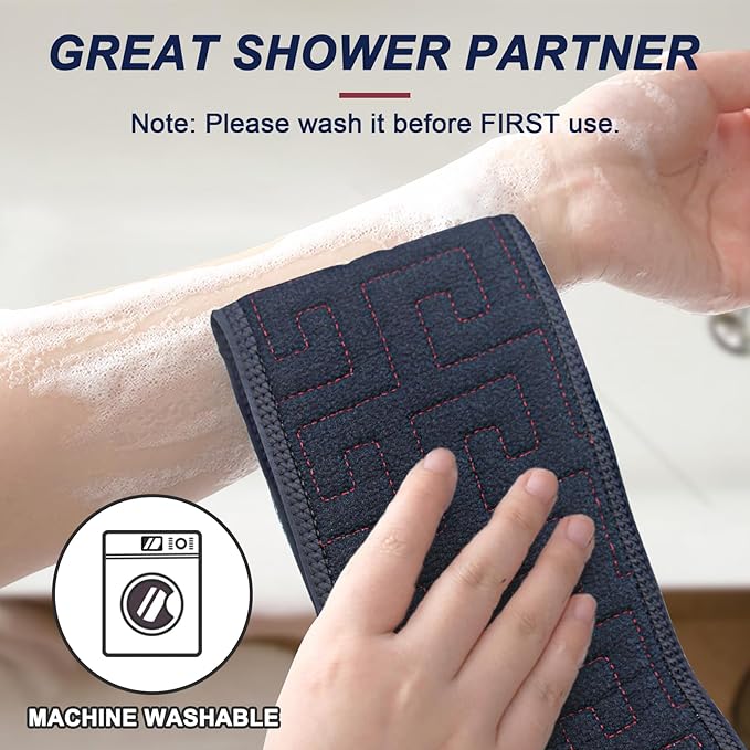 Exfoliating Back Scrubber for Shower, 38 Inches Long Back Exfoliator with Two Handles for Men and Women Acne, Double-Sided Bath Back Washer Body Cleaner to Scrub Your Skin