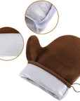 TOODOO 4 Pieces Double Sided Soft Microfiber Self Tanning Mitt Applicator Mini Finger Face Gloves for Self Tanner (Black and Brown)