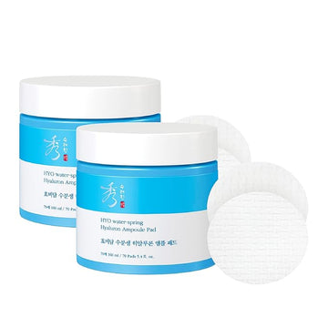 Sooryehan Hyobidam Water-Spring Hyaluronic Acid Pad (10.82fl oz, Pack of 2) - Gentle Daily Facial Toner Cotton Rounds for Soothing, Moisturizing, Exfoliating. Ginseng, Green Tea.
