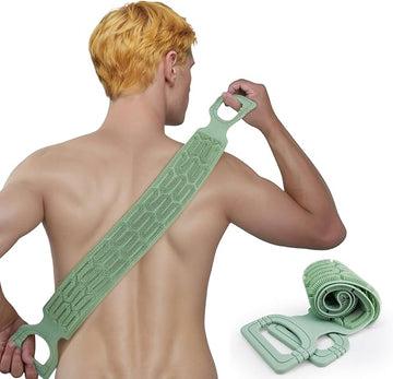 Exfoliating Back Scrubber for Shower, Back Massage Bath Brush, Double-Sided Back Scrub Washcloth to Clean Your Body Deeply for Men & Women Skin Care (Green)