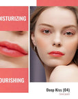 Oulac Coral Peach Red Lipstick for Women - Moisturizing Lip Stick Red, Glossy Tinted Lip Balm, Sheer Shine Juicy Finish, Lightweight and Hydrating Formula for Dry Lip Care, Vegan 2.2g/0.07oz (04)