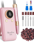 MelodySusie 2 in 1 Professional 35,000 RPM Nail Drill Kit, Coreless Rechargeable SM330G Electric Nail File, Cordless Portable Nail E File for Acrylic Gel Nails Polish Removal, Lightweight & Quiet Pink