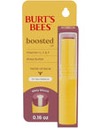 Burt’s Bees Tinted Boosted Balm, Misty Mauve, Hydrating Tinted Lip Balm with Vitamin C, E, and F Core, 24 Hour Lip Moisturizer with Responsibly Sourced Beeswax, 100% Natural Origin, 1 Count, 0.16oz