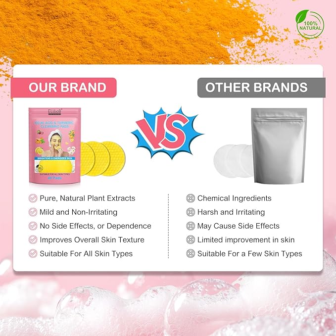 Turmeric Cleansing Pads, Kojic Acid Cleansing Pads - Gentle and Effective Daily Skincare for Face and Body