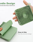 Silicone Body Scrubber, Silicone Loofah Double-Sided Body Brush,Silicone Shower Scrubber and Scalp Massager Shampoo Brush for Sensitive Kids Women Men All Kinds of Skin (Grass Green)