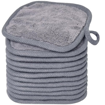 Makeup Remover Cloths for Face, Eye, Lips - Reusable Makeup Remover Pads Soft Microfiber Facial Cleansing Cloths 5 x 5inch 12 Pack (Gray)