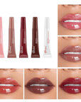 5 Pcs Hydrating Lip Gloss Lip Jam Set, High Shine Glass Finish Nude Colors Moisturizing Glitter Plumping Lip Gloss Shiny Jelly Liquid Lipstick for Girls and Women
