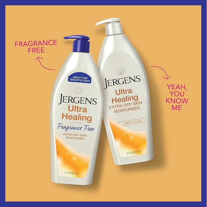 Jergens Hand and Body Lotion, Ultra Healing Dry Skin Moisturizer, Fragrance Free Lotion, Sensitive Skin Lotion, 21 Oz (Pack of 2)