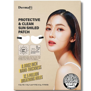 [DermaFi] Protective & Clean Sun UV Shield Patch Breathable and Transparent Patch (0.0002 inches nano-thickness) 1pair* 5pack, Korean Beauty (Adult)