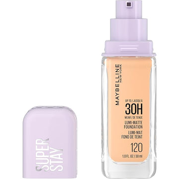 Maybelline Super Stay Lumi-Matte Foundation, Lightweight and Buildable Full Coverage Foundation Makeup For Up To 30HR Wear, 120, 1 Count