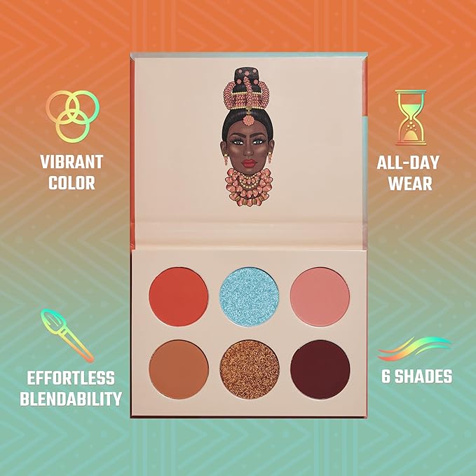 Juvia's Place Olori III Eyeshadow Palette, 6 Shades of Coral, Browns and Bronzes with a Pop of Rich Blue, Matte and Shimmers