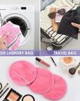 SUNLAND Reusable Makeup Remover Pads for Face,Eye,Lips 16 Pack Microfiber Face Cleansing Gloves Washable with Laundry Bag and Travel Bag Rounds Toner Pads（Round 3.15inchx16 Pink）
