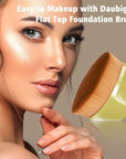Foundation Makeup Brush Flat Top Kabuki Hexagon Face Blush Liquid Powder Foundation Brush for Blending Liquid, Cream or Flawless Powder Cosmetics with Bonus Protective Case (Yellow)