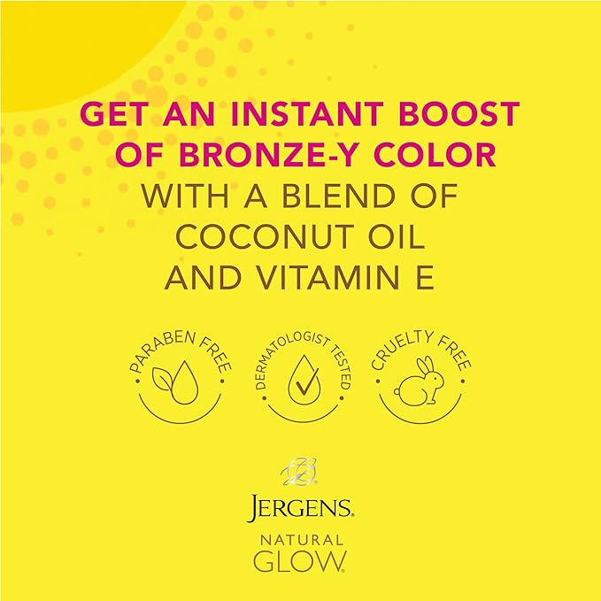 Jergens Natural Glow Instant Sun Tanning Moisturizer + Bronzer, Lightweight Sunless Tanning for Natural-Looking Color, Deep Bronze, 6 Oz