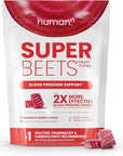 humanN SuperBeets Heart Chews, Nitric Oxide and Blood Pressure Support, Grape Seed Extract & Non-GMO Beet Root Powder Energy Chews, Super Beets Heart Chews, Pomegranate Berry Flavor, 60 Count