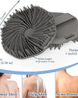 ManmiHealth Silicone Body Scrubber Shower Brush, Upgrade Super-Exfoliating Shower Scrubber with Non-Slip Hand Strap for All Skin Types, Silicone Body Buffer for Use in Shower with a Free Hook (Gray)