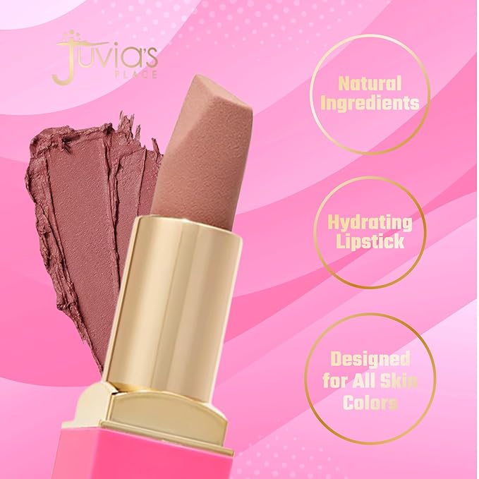 Juvia's Place The Nude Velvety Matte Lipstick Chic - Nude, Long-lasting, Rich-Color Lip Makeup, Creamy Lipstick with Matte Finish, Beauty & Lip Products