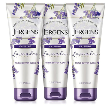 Jergens Lavender Body Butter Hand and Body Lotion, Moisturizer for Women, with Essential Oils for Indulgent Moisturization, 7 Oz, Pack of 3
