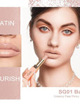 Oulac Beige Lipsticks for Women, Pale Nude Matte Lip Base, Full Coverage Lip Color, Satin Matte Finish, Cream Texture, Hydrating, Infused with Hyaluronic Acid, Vegan & Clean Beauty 4g SG01 Bare