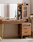 Vanity Desk with 29.53" HD Lighted Mirror, 47.24" Big Modern Vanity Desk with Mirror and Lights, Makeup Vanity with 5 Drawers and Storage Shelves and Charging Station,Brown