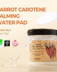 SKINFOOD Carrot Carotene Calming Water Toner Pads, Korean Skin Care Toner Pad for Face, Deep Hydrating, Soothing, After Sun Skincare for Sensitive Skin, Redness Relief, 100% Cotton, 8.81 oz (60 Pads)