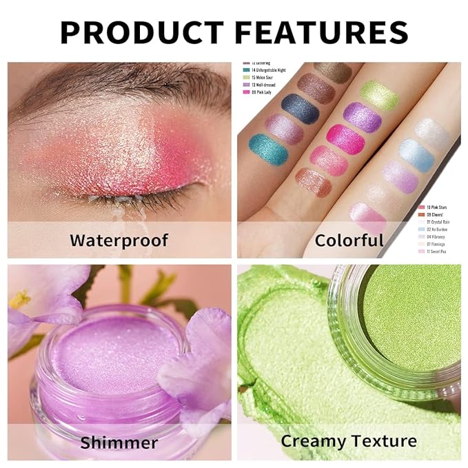 Oulac Shimmer White Cream Eyeshadow Primer| Highlighter Waterproof & Long Lasting Glitter Eyeshadow Natural Color Eye Shadow for Women 6g (01)