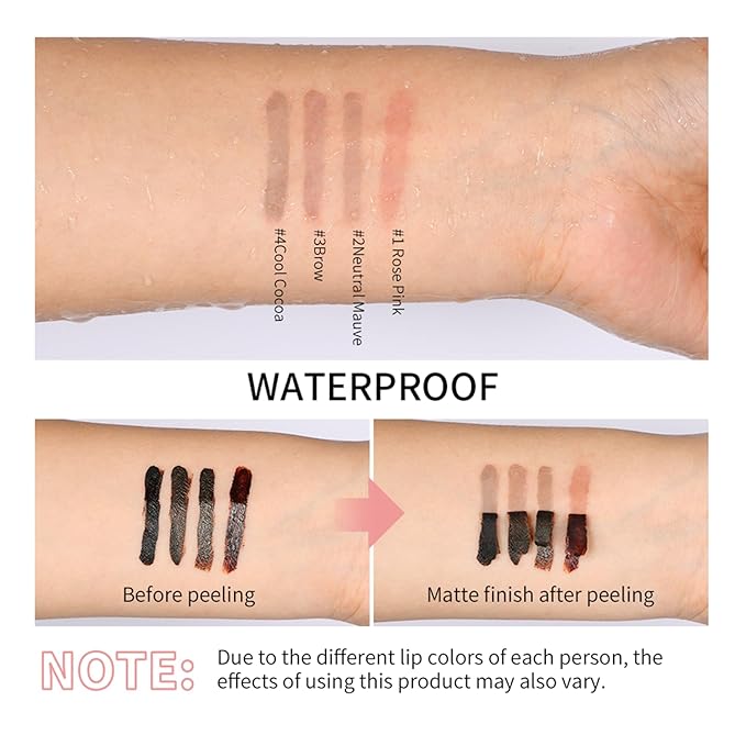Peel Off Lip Liner Stain - Long-Lasting, Smudge-Proof, Waterproof Nude Matte Lip Tint, Non-Fading Peel Off Lip Color, Effortless Precision & Full Coverage, Vegan & Cruelty-Free, #2 Neutral Mauve