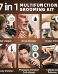 Ufree Beard Trimmer for Men, Electric Razor Shavers, Cordless Hair Clippers, 7 in 1 Beard Grooming Kit for Mustache, Body, Nose and Facial, Gifts for Men