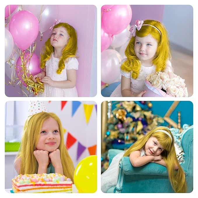 MSDADA New Hair Chalk Comb Temporary Hair Color Dye for Girls Kids with Light Color Hair, Washable Hair Chalk for Girls Age 4 5 6 7 8 9 10 Birthday Cosplay DIY, Christmas, New Year(Yellow)