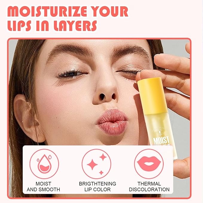 4Pcs Hydrating Lip Oil Set,Clear Lip Gloss,Long Lasting Nourishing Revitalizing for Dry Lips,Waterproof,Lip Gloss Base Flavoring Oil for Women Girls(Avocado+Grape+Peach+Honey)