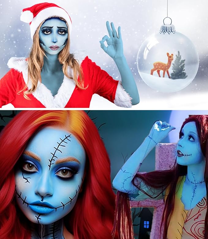 Go Ho Light Blue Face Body Paint Stick,Water Based Washable Pale Blue Face Paint Stick,Full-coverage Cream Blue Body Paint for Adults Children Halloween Cosplay SFX Ghost Bride Sally Makeup
