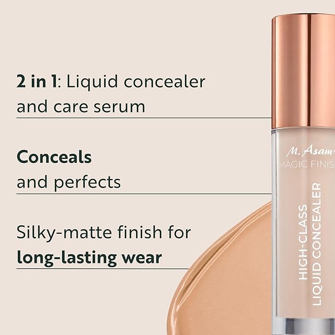 M. Asam MAGIC FINISH HIGHCLASS LIQUID CONCEALER Ivory (0.13 fl oz) - 4-in-1 Concealer With Mimic-Lift complex & High Coverage For Dark Circles & Blemishes, Vegan Make Up With Illuminating Pigments