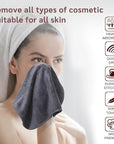Nugilla Makeup Remover Cloth 12 x 12 Inch, Reusable Makeup Remover Towels for Washing Face, 6 Pack Washable Microfiber Face Cloth Fast Drying Washcloth, Grey