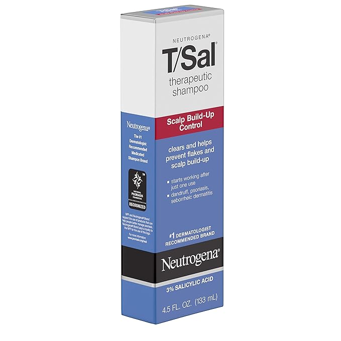 Neutrogena T/Sal Therapeutic Shampoo for Scalp Build-Up Control with Salicylic Acid, Scalp Treatment for Dandruff, Scalp Psoriasis & Seborrheic Dermatitis Relief, 4.5 fl. oz (Pack of 2)