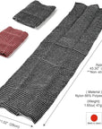 Exfoliating Washcloth [Made in Japan] Extra Long Exfoliating Towel Special Texture Makes Fluffy Foam Lather, Back Scrubber, Dead Skin Cell Remover, Loofah for Women and Men (2pcs Set(Black, Red))