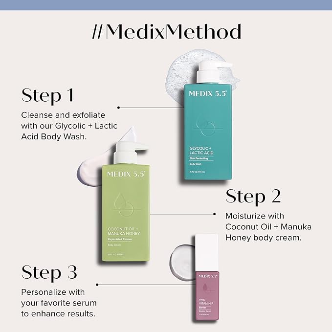 Medix 5.5 Coconut Body Lotion + Manuka Honey Cream, Coconut Oil Lotion For Women & Men, Natural Coconut Cream Moisturizer Body Butter Skin Care Balm For Stretch Marks, Cellulite, 15 Fl Oz