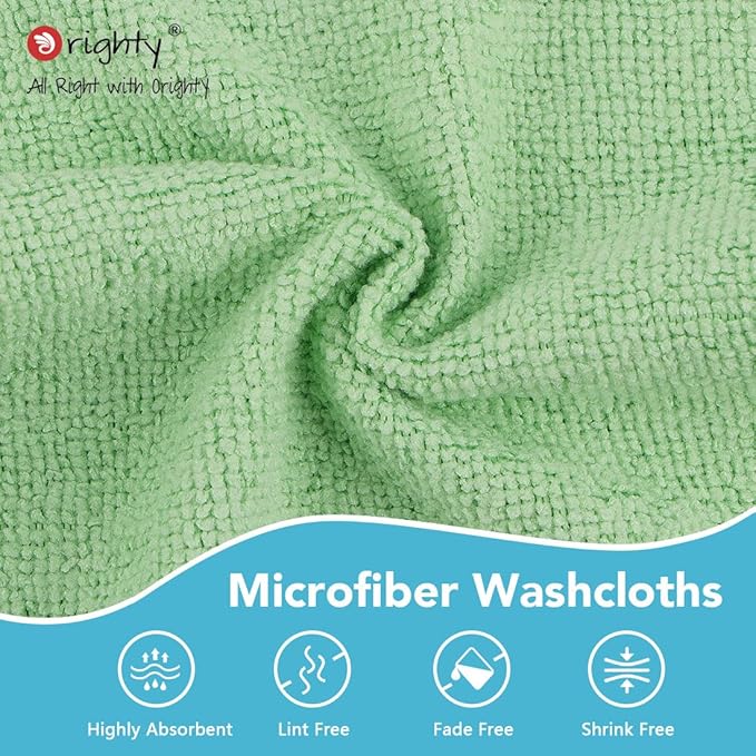 Orighty Wash Cloths Bulk Towels Set 200 Pack, Highly Absorbent and Soft Feel Microfiber Face Cloths, Multi-Purpose Washcloths & Hand Towels for Bathroom, Hotel, Spa, and Gym, 12x12 Inch, Multicolor