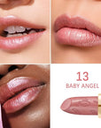 Oulac Metallic Light Pink & Sheer Lipstick Set - 2PCS Vegan Lightweight Hydrating Formula with High Impact Lip Color for Full Coverage Lip Makeup, Christmas Gifts for Women, 13+27