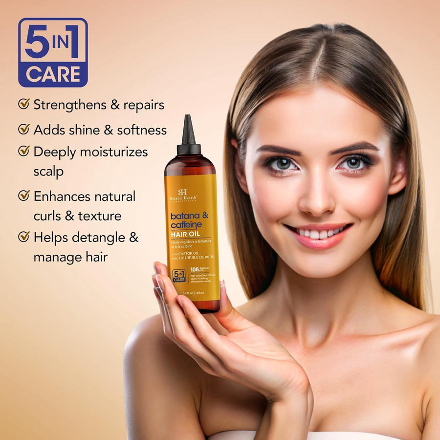 Botanic Hearth Caffeine & Batana Oil for Hair Growth Hair Oil (6.7 fl oz) | Revitalizing and Strengthening Hair Treatment for Fuller, Healthier Looking Hair | Suitable for All Hair Types