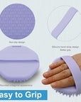 Silicone Body Scrubber，Exfoliating Body Scrubbers for use in Shower,Silicone Body Brush for Showering and Anti-Slippery Handles for All Skin Types (Purple)