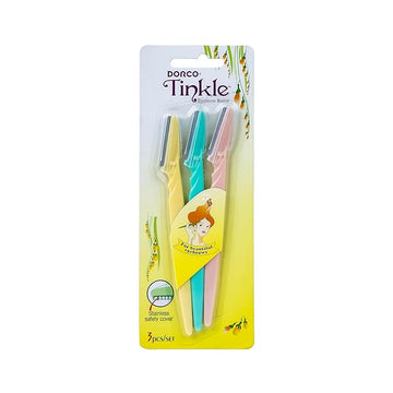 Tinkle Dermaplaning Tool 3ct, Dermaplane Razor for Women, Safe and Easy Peach Fuzz Remover, Eyebrow Trimmer with Protective Cover