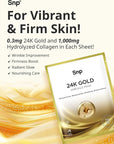 SNP 1000mg Collagen + 24K Gold Ampoule Sheet Mask | Collagen Face Masks Skincare | Tightening, Hydrating, and Nourishing | Korean Skin Care | Overnight Face Masks | Moisturizing Face Mask | 10 Sheets